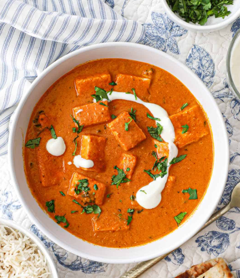 Butter paneer in a rich tomato sauce